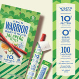 Good Warrior Beef Sticks, Jalapeno Pepper, 1 oz Sticks (8 Count), 10g Protein, 100 Calories, 0g Sugar, Grassfed & Finished Beef, Gluten Free