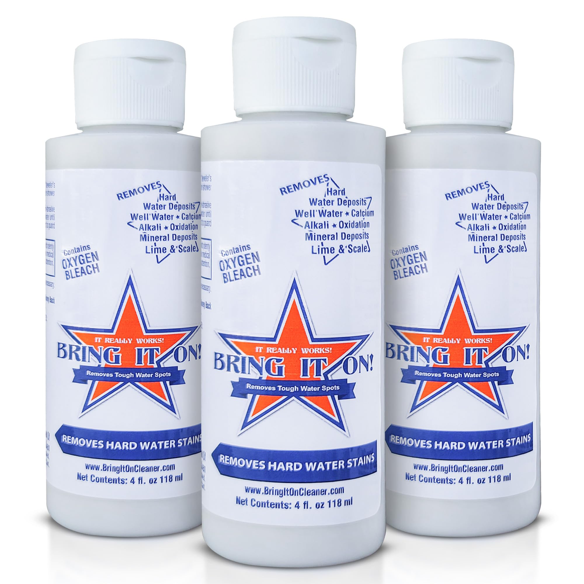 Bring It On Cleaner 4 Ounce x 3 | Shower Door Cleaner | Glass and Hard Surface Water Spot Remover