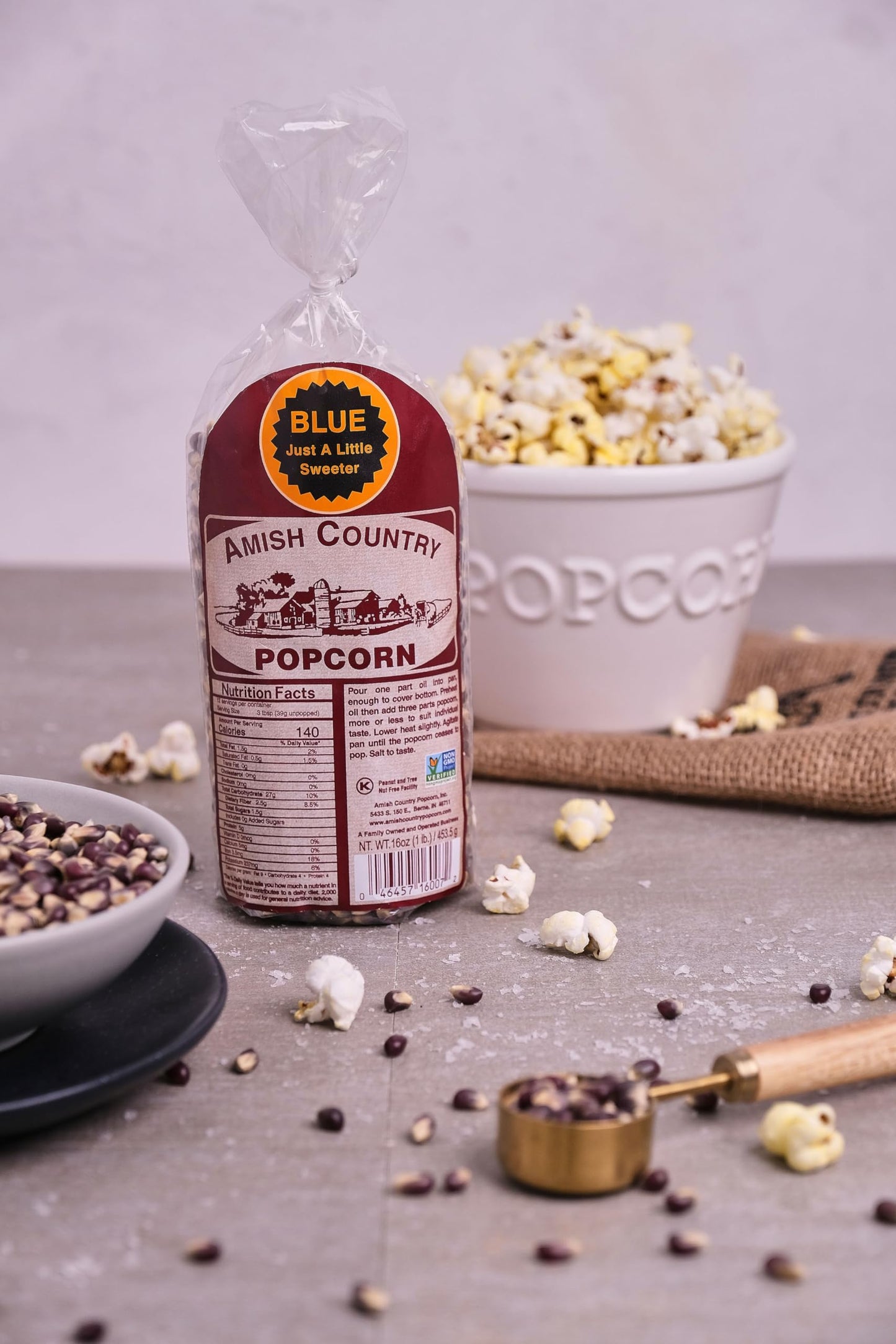 Amish Country Popcorn | 1 lbs Bag | Blue Popcorn Kernels | Old Fashioned, Non-GMO and Gluten Free (Blue - 1 lbs Bag)
