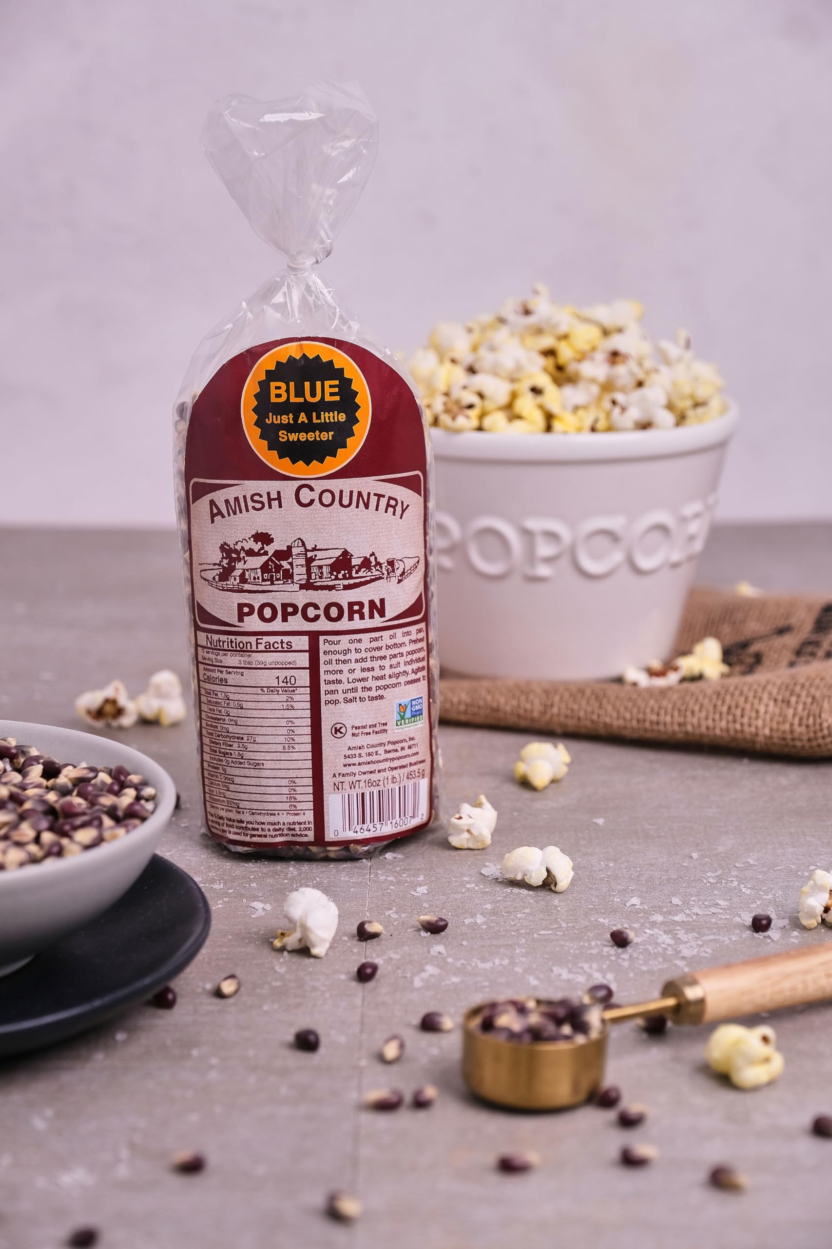 Amish Country Popcorn | 1 lbs Bag | Blue Popcorn Kernels | Old Fashioned, Non-GMO and Gluten Free (Blue - 1 lbs Bag)