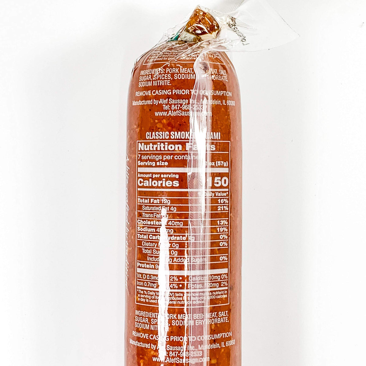 Classic Smoked Salami, Beef & Pork Cervelat Sausage 1.4 lb