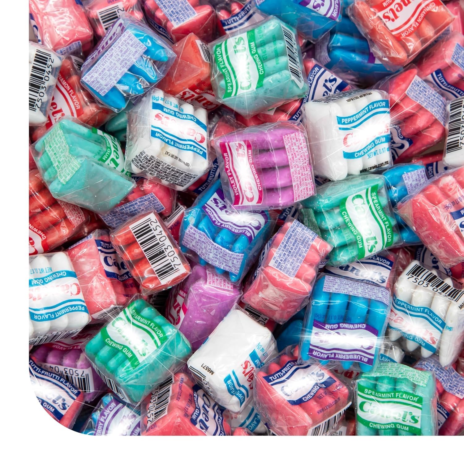 Mexican Original Chewing Gum - 90 Mini Packs - 1 Pound Bag - Assorted Flavors Individually Wrapped Gum Bulk - Spearmint, Tutti-Frutti, Cinnamon