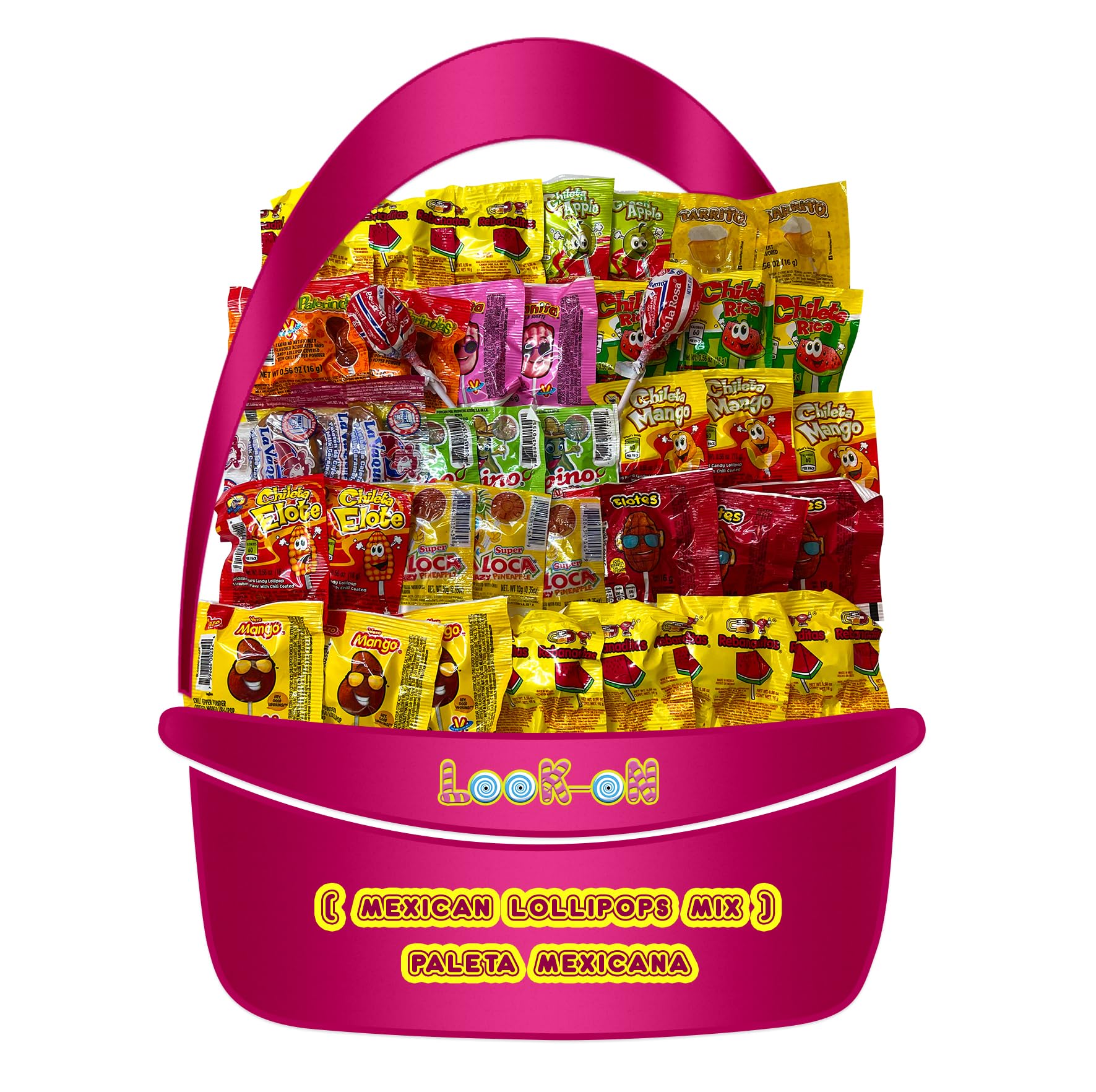 Mexican Candy Lollipops (40 Pieces), Fresh Individually Wrapped, Approx1.5 Lbs Bag Variety of Spicy, Sweet, Sour, Chili & Fruit Flavor Lollipops by