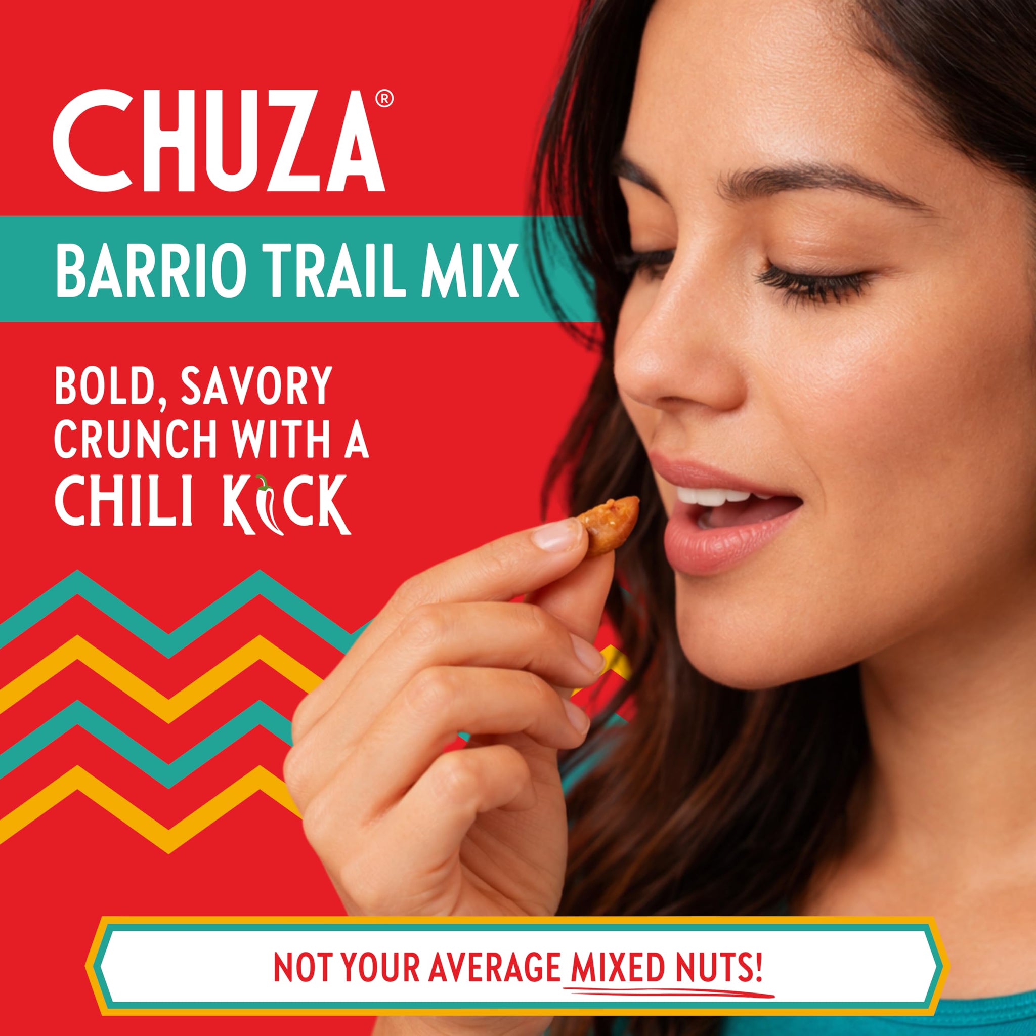 CHUZA Barrio Trail Mix - Spicy Crunchy Snack with 100% Mexican Spices - Peanuts, Corn Nuts, Almonds, Pepitas, Corn Sticks & Sesame Chips - High