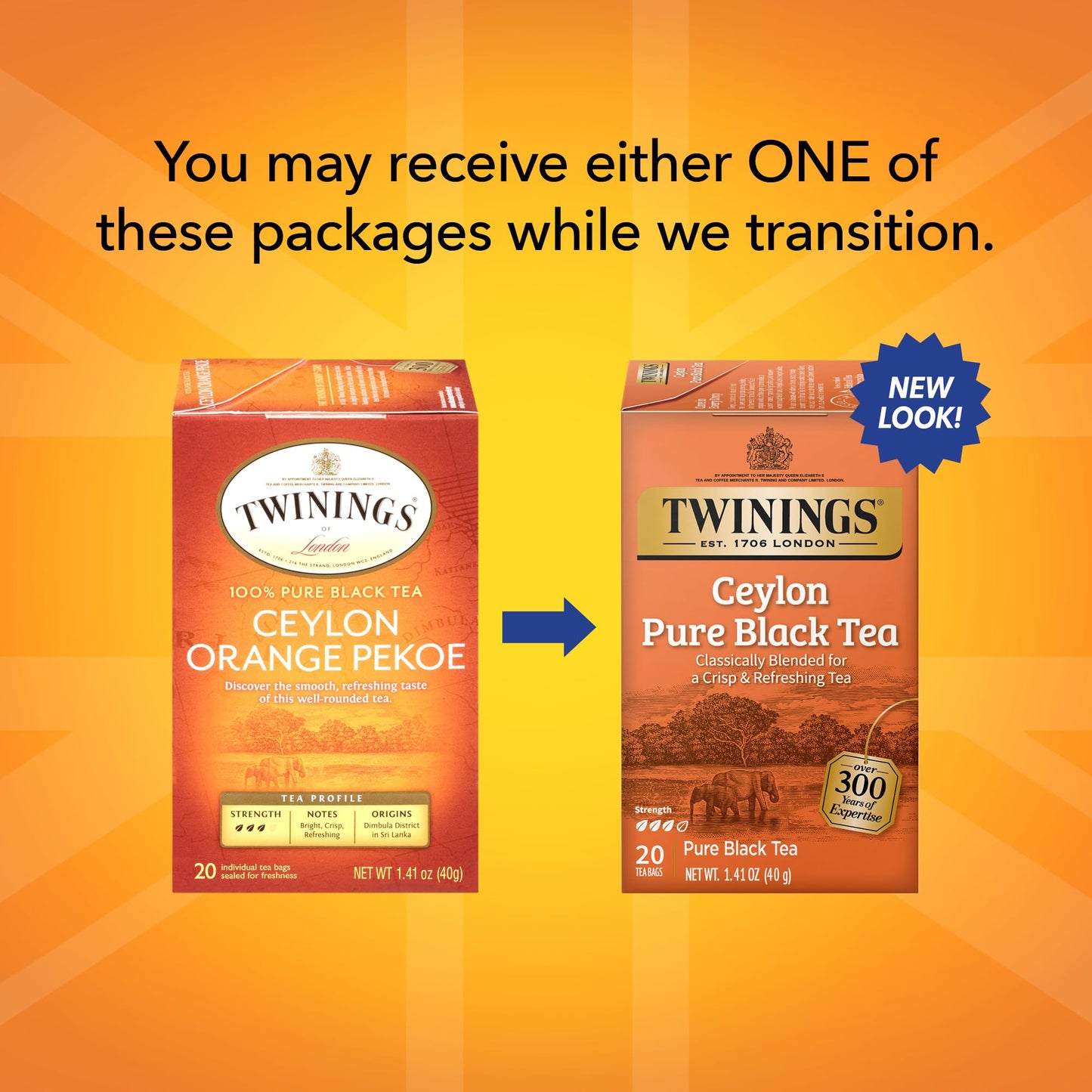 Twinings Ceylon Pure Black Tea - A Crisp, Refreshing, Formerly Orange Pekoe, Caffeinated Tea Bags, Individually Wrapped, 20 Count (Pack of 2)