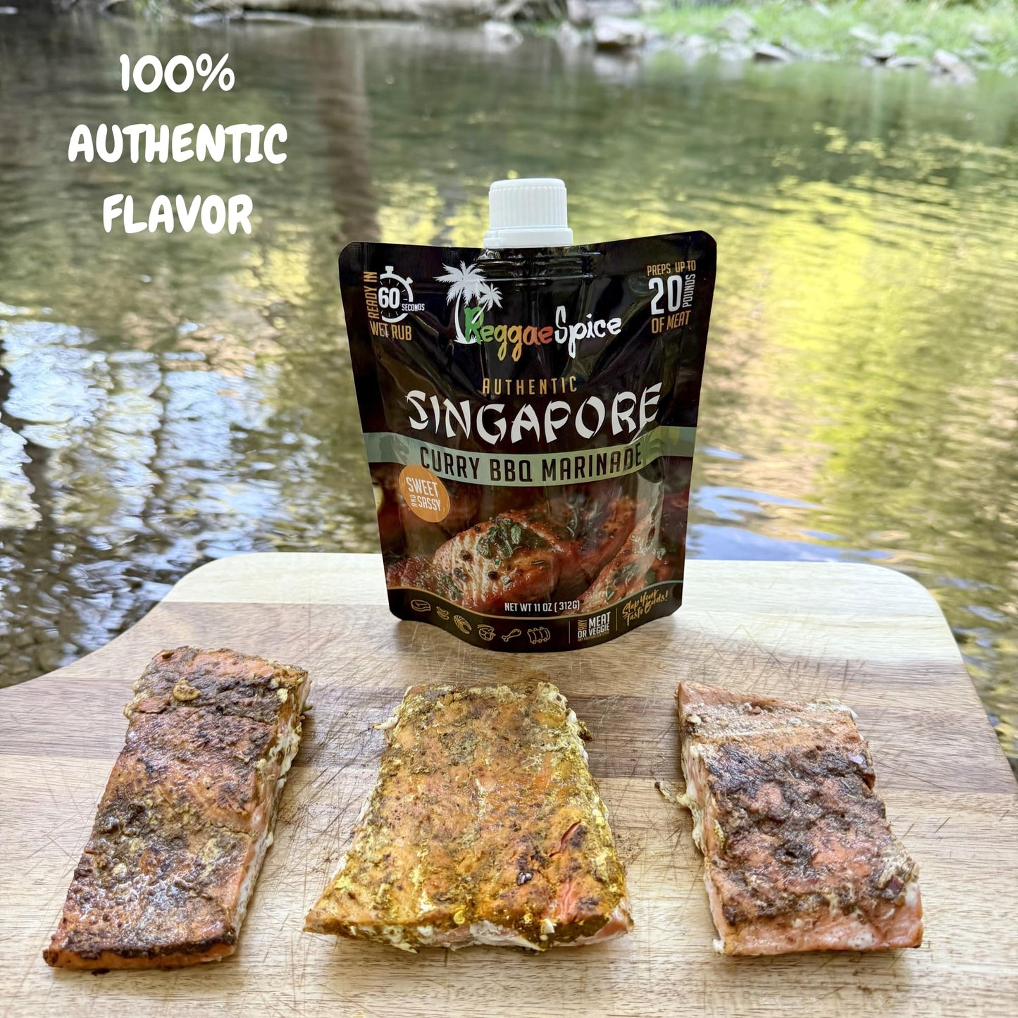 Reggae Spice Singapore Curry Jerk BBQ Marinade | 60-Second Authentic Wet Rub Seasoning Sauce for Cooking Meats | Gluten Free, Vegan, and Keto Friendly
