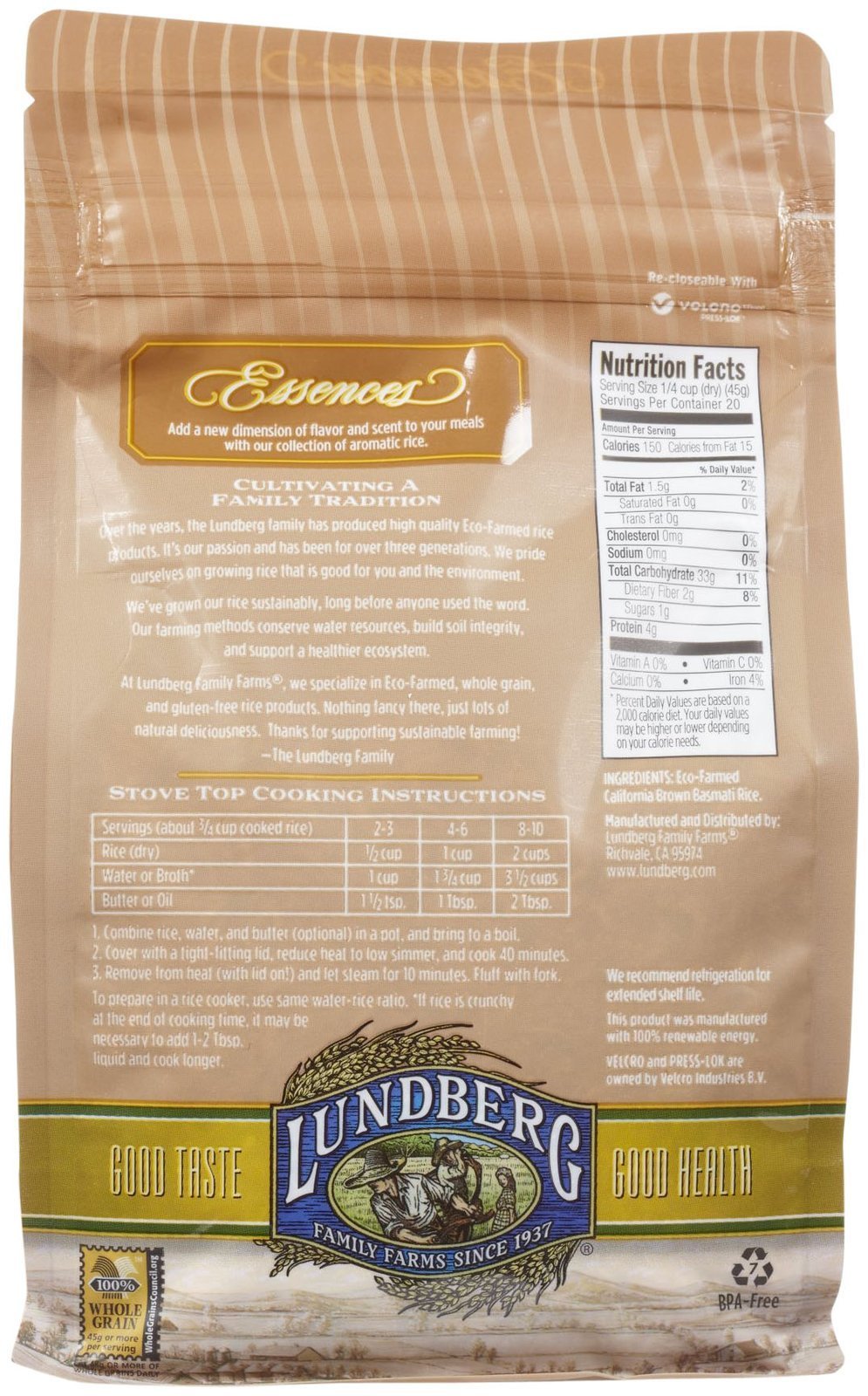 Lundberg Eco-Farmed Rice - Basmati Brown - 32 oz