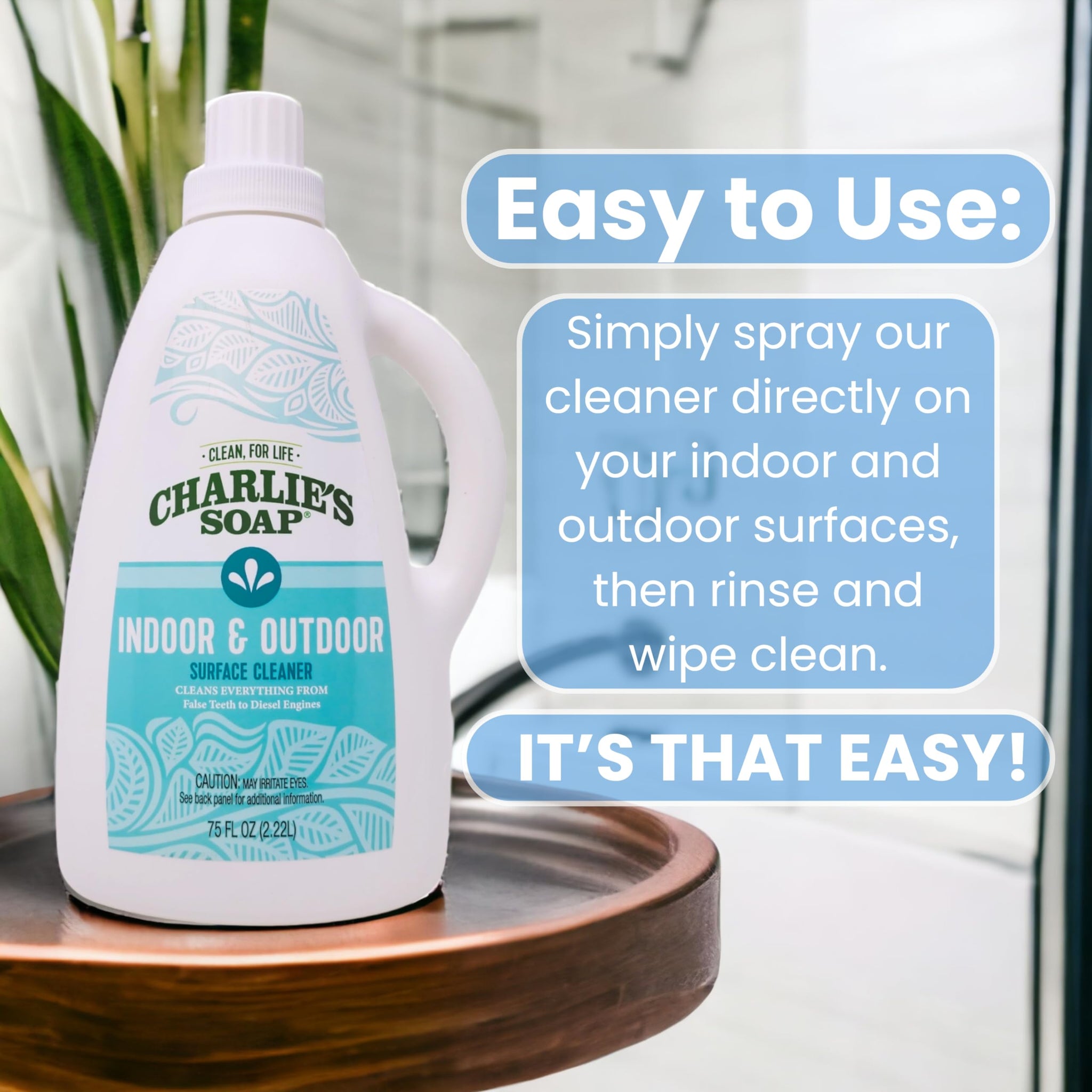 Charlie's Soap Indoor & Outdoor Surface Cleaner Refill (75 Fl. Oz.) Biodegradable Natural Outdoor Cleaning Spray - Safe for Indoor Use (1 Pack)