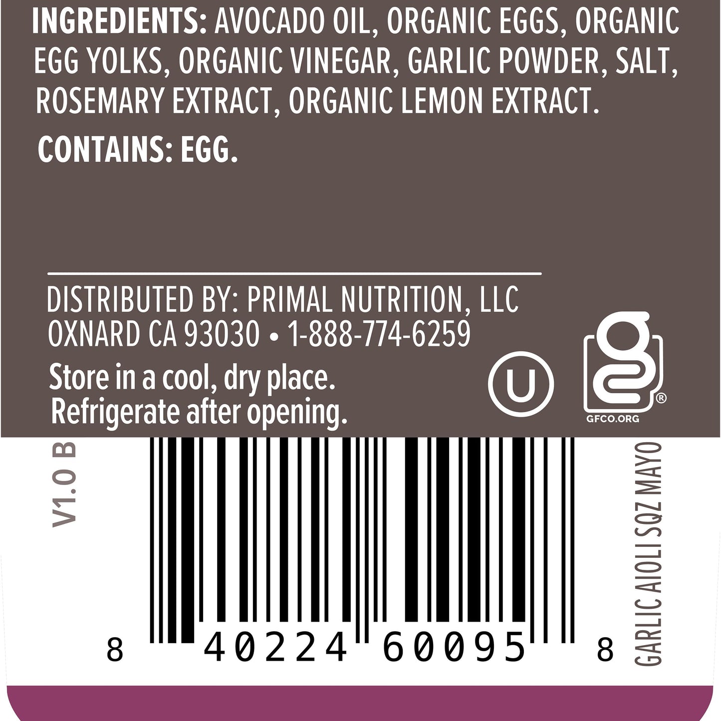 Primal Kitchen Garlic Aioli Mayo Squeeze, 8.5 ounce