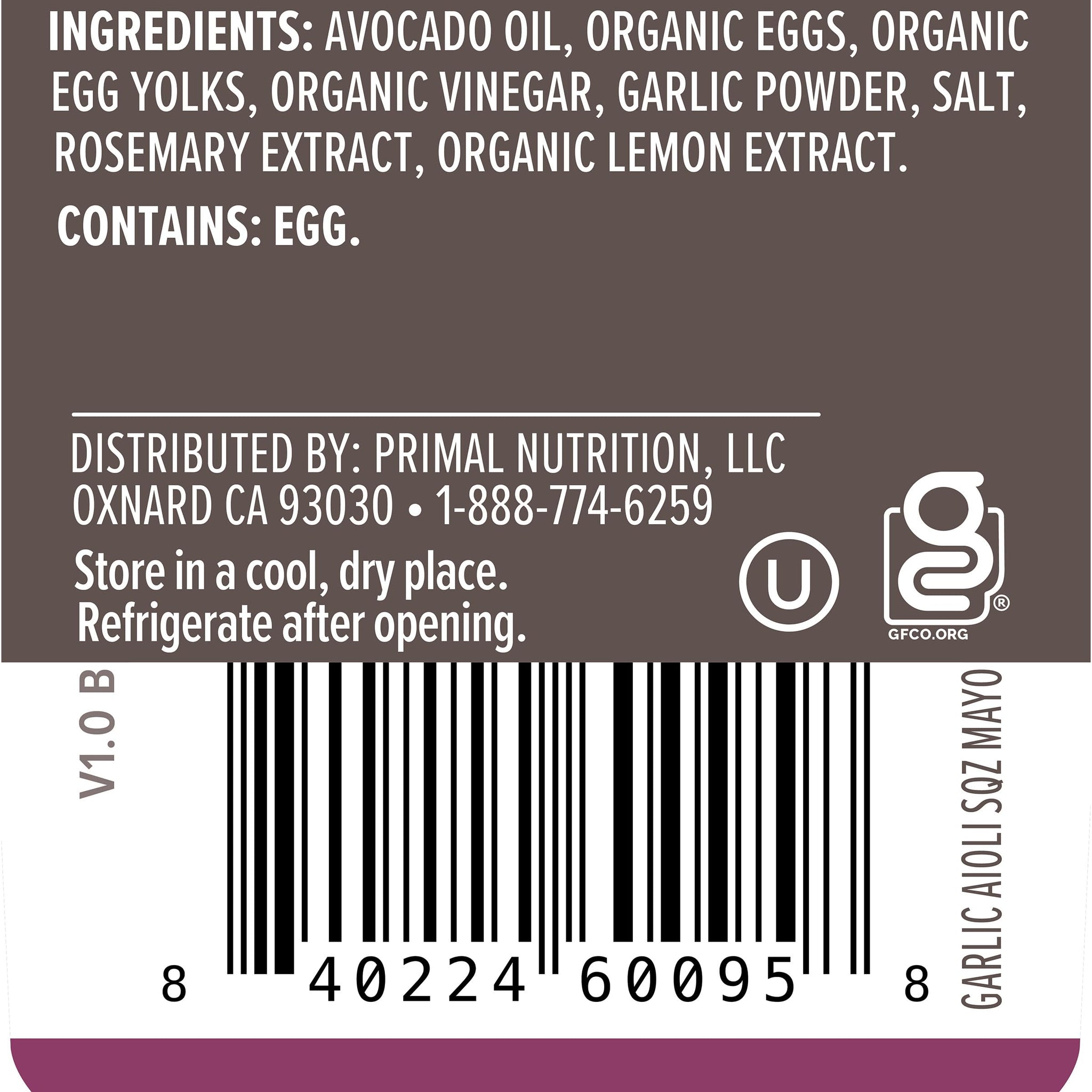 Primal Kitchen Garlic Aioli Mayo Squeeze, 8.5 ounce