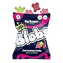 Blobs SOUR Gummy Candy Low Sugar & Low Calorie- No Sugar Alcohols, Vegan, No Dyes- Watermelon-Lychee, Black Ras Cherry, Strawberry Yuzu - (Pack of 6)