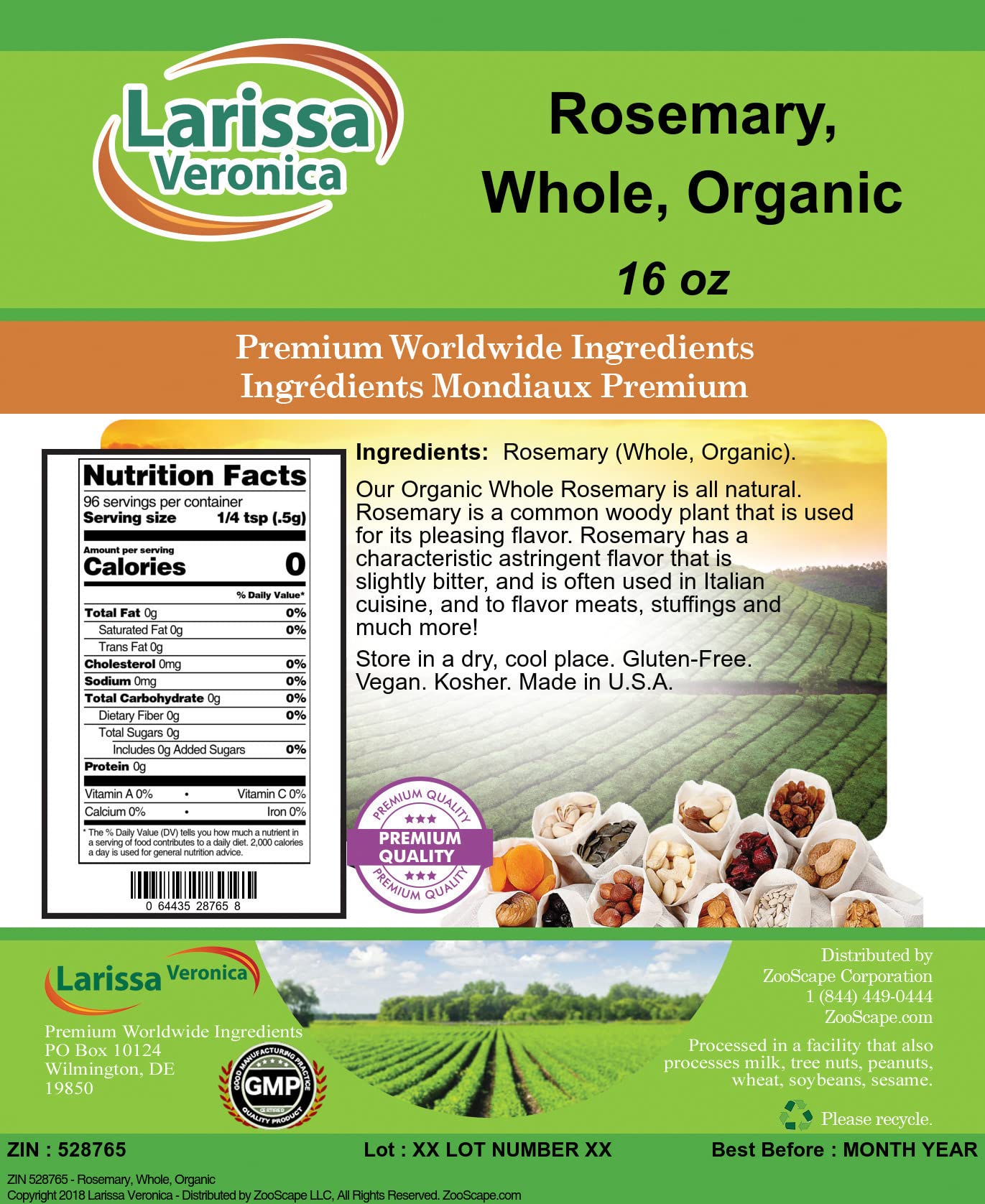 Rosemary, Whole, Organic (16 oz, ZIN: 528765) - 2 Pack