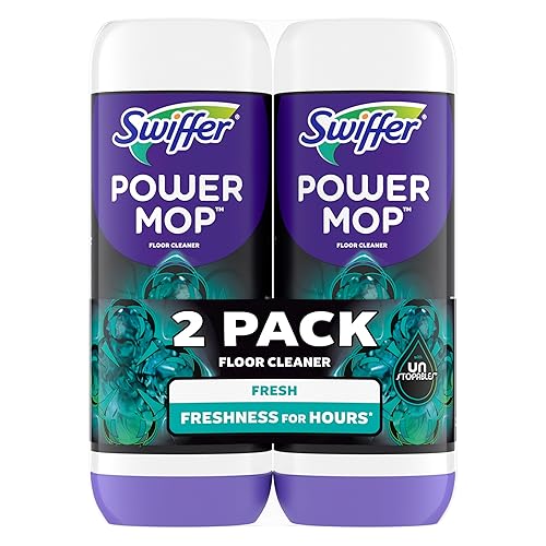 Swiffer PowerMop Floor Cleaning Solution with Unstopables Fresh Scent, PowerMop Refills, Floor Cleaner for Mopping, 25.3 fl oz, 2 Pack