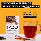 TAZO Organic Chai Black Tea Bags, Caffeinated tea, 16 Total Bags