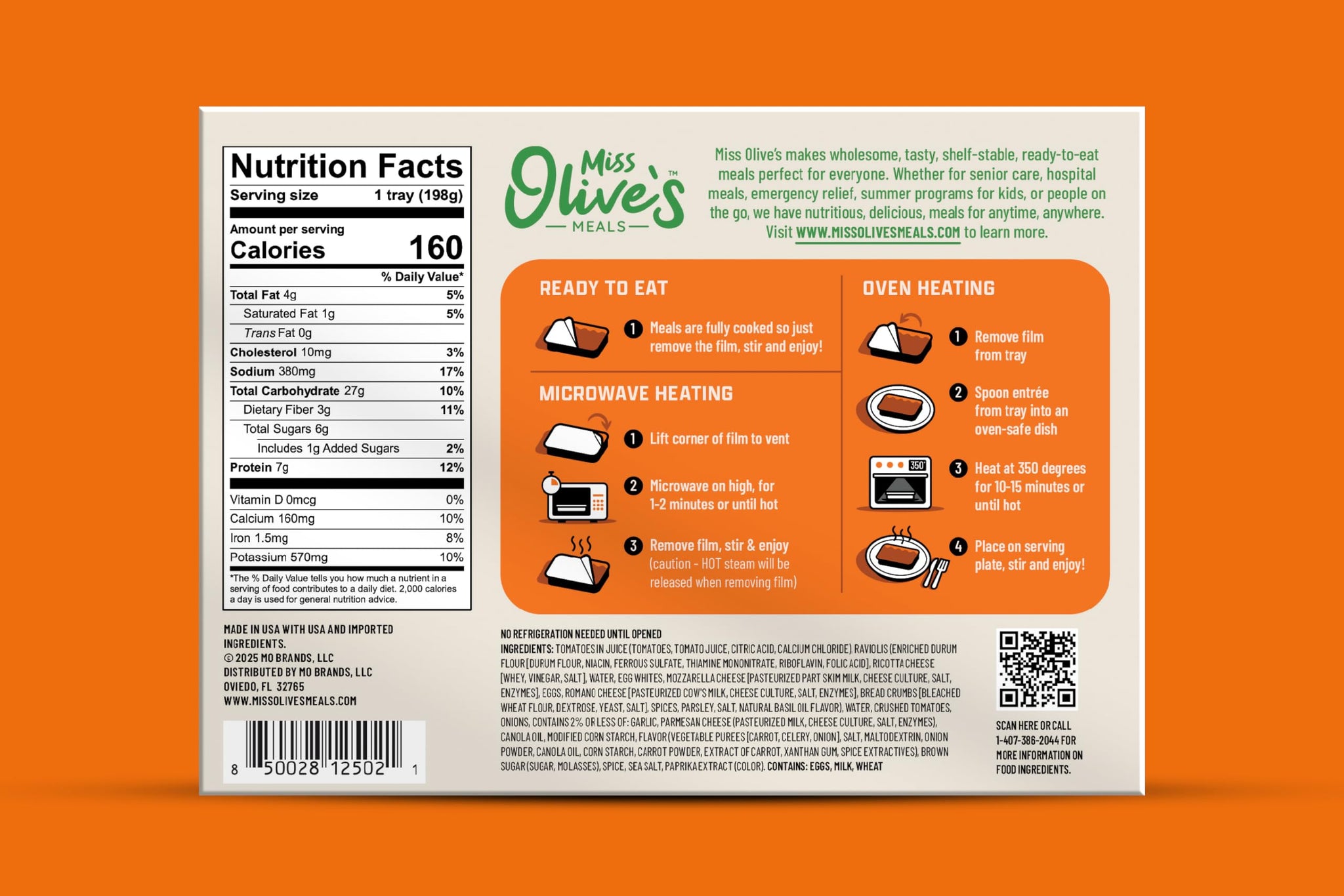 Miss Olive’s Vegetarian Pack - Shelf-Stable Microwavable Ready Meals (6 Pack) - Cheese Ravioli, Southwest Bean & Grain & Pasta Fagioli - Fully Cooked