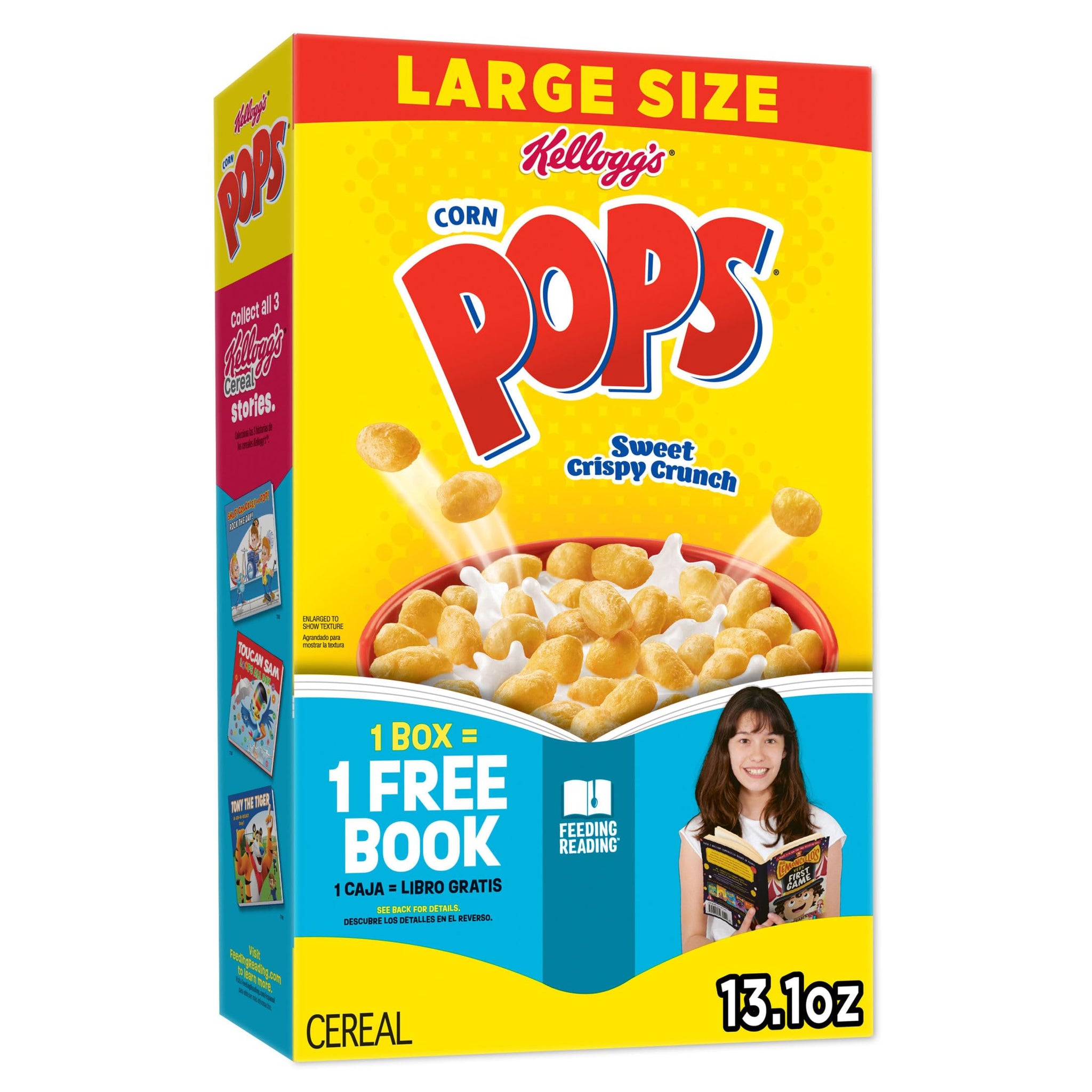 Corn Pops Cold Breakfast Cereal, 8 Vitamins and Minerals, Kids Snacks, Large Size, Original, 13.1oz Box (1 Box)