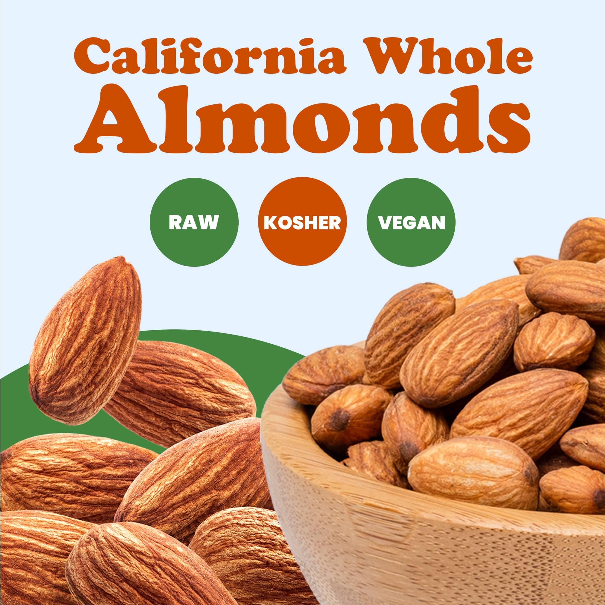 Food to Live California Almonds, 2 Pounds Supreme, Whole, Raw, Unsalted, Unroasted Nuts, Natural. Kosher, Vegan. Keto, Paleo, Low Sodium, Bulk. Great