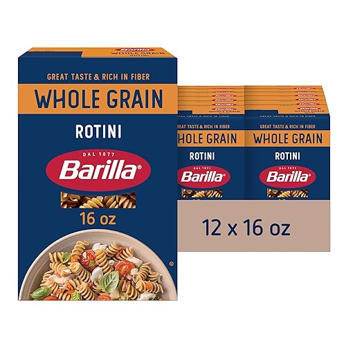 Barilla Whole Grain Rotini Pasta, 16 oz. Box (Pack of 12) - Non-GMO, Made With 100% Whole Grain Durum Wheat - Great Source of Fiber