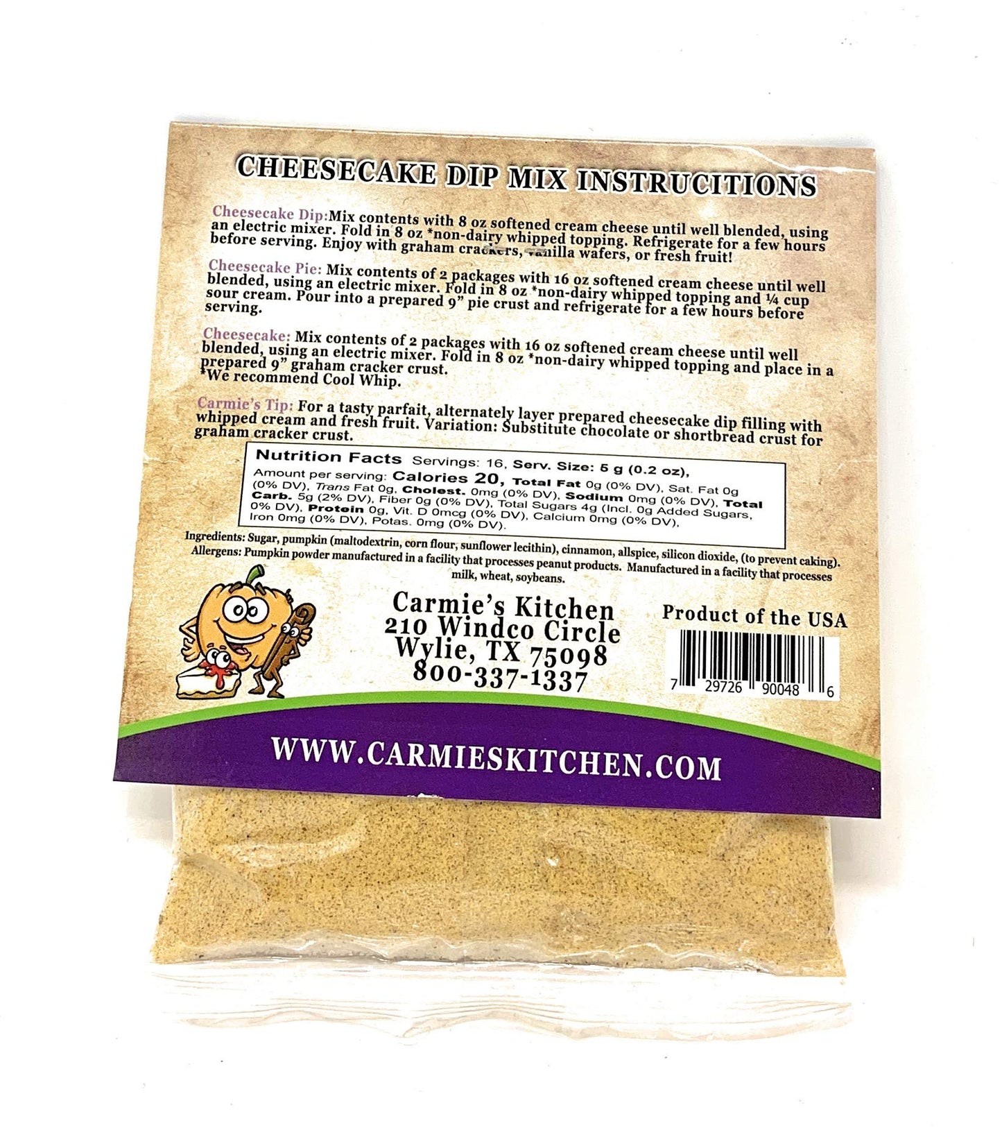 Carmie's Kitchen Pumpkin Spice Cheesecake Dip Mix