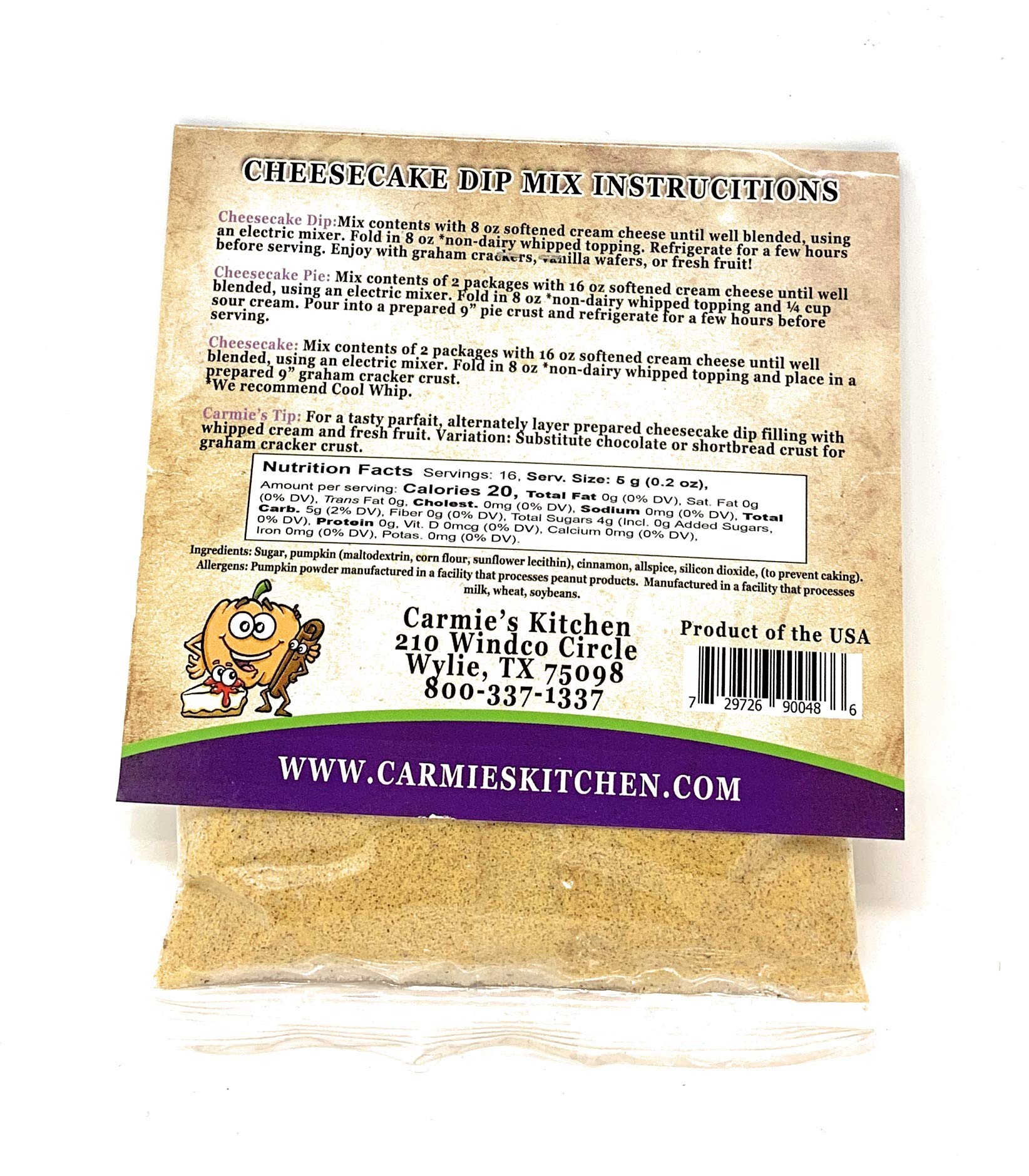 Carmie's Kitchen Pumpkin Spice Cheesecake Dip Mix