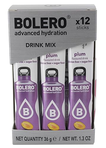 Bolero- Sugar Free Drink Mix Packets Plum Fruit Flavors | Powdered Flavored Water Packets | 36 Singles Sticks On The Go Packets