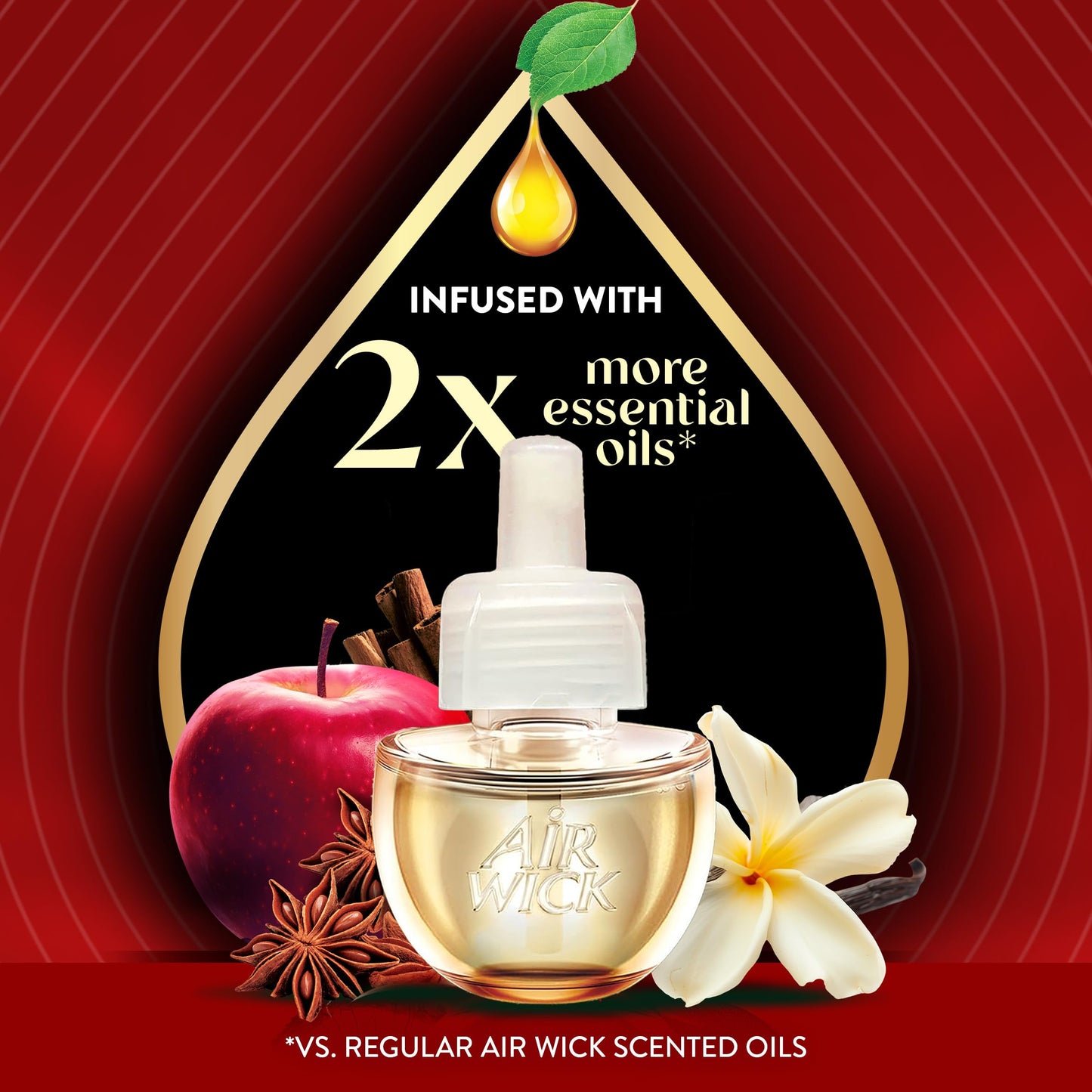 Air Wick Vibrant Plug in Scented Oil Refill, Infused with Essential Oils, Plug in Air Fresheners for Home, Fall Scent, Fall Décor, Warm Apple