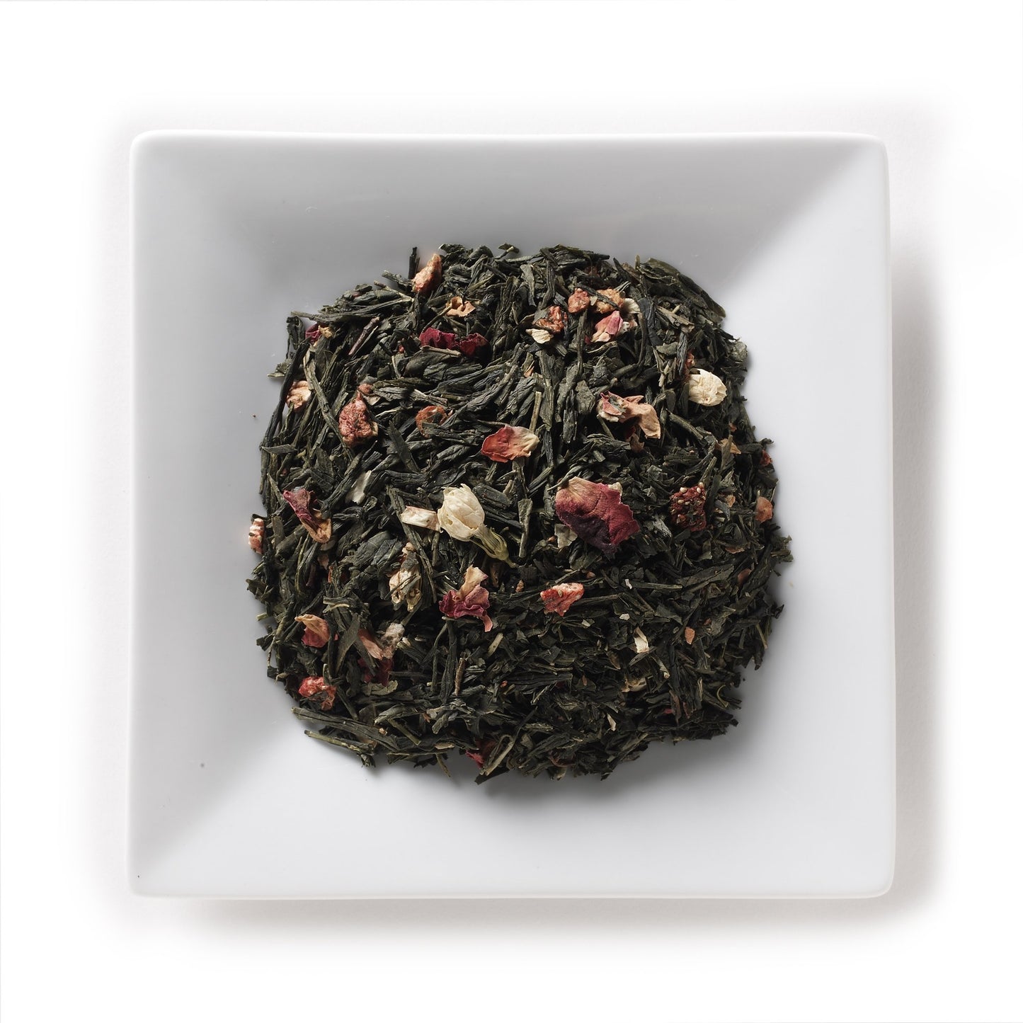 Mahamosa Strawberry Lychee Sencha Tea 2 oz - Loose Leaf Flavored Green Tea Blend (with flavoring, freeze-dried strawberry pieces, jasmine blossoms