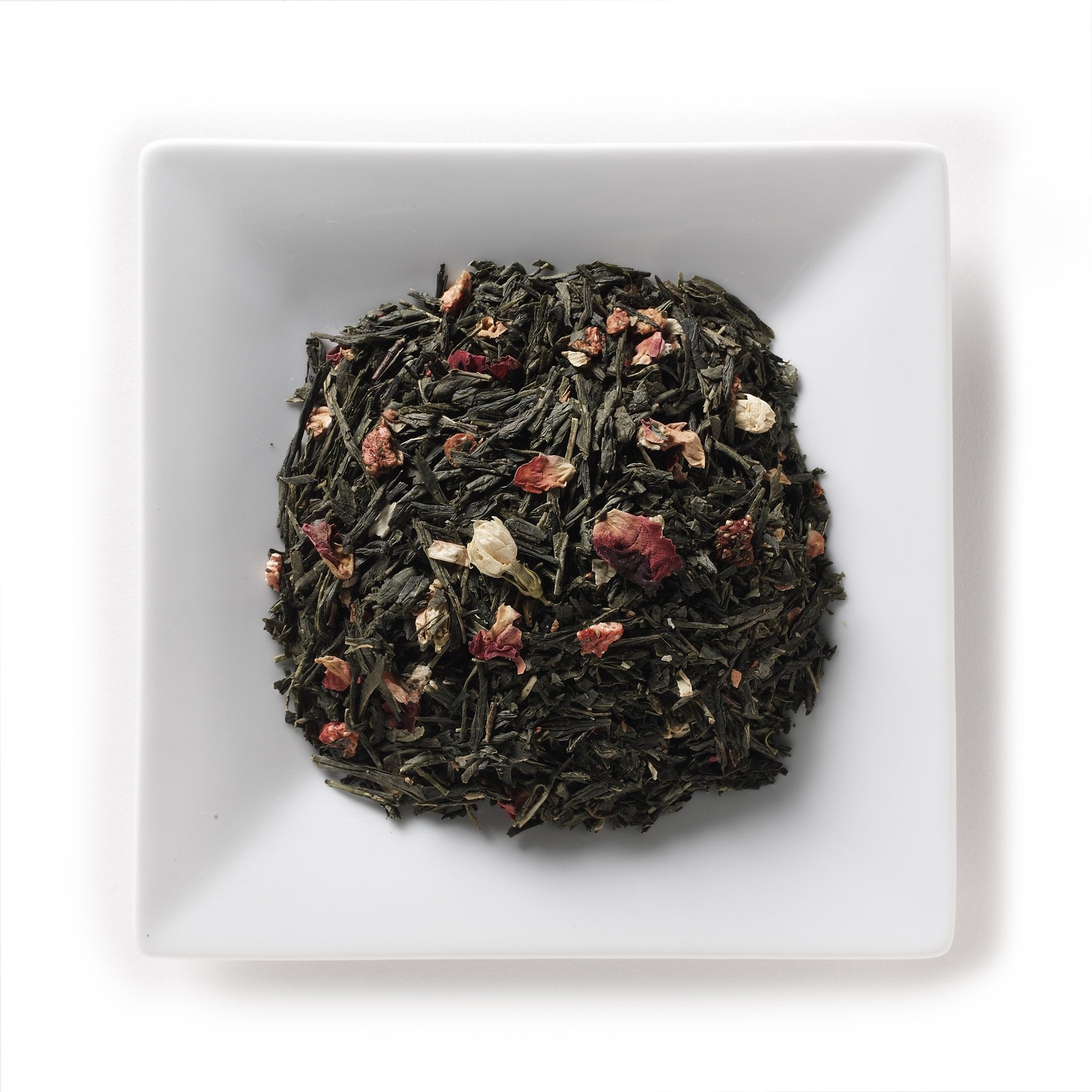 Mahamosa Strawberry Lychee Sencha Tea 2 oz - Loose Leaf Flavored Green Tea Blend (with flavoring, freeze-dried strawberry pieces, jasmine blossoms