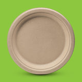 Munfix 100% Compostable Paper Plates 100 Pack, 6 Inch Heavy Duty Biodegradable Microwavable Disposable Brown Dessert Plates, Made of Eco-Friendly