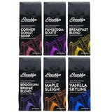 Brooklyn Beans Bagged Ground Coffee Variety Pack - Light, Medium, Dark Roast and Flavored (12 Ounce Bag, Pack of 6)