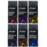 Brooklyn Beans Bagged Ground Coffee Variety Pack - Light, Medium, Dark Roast and Flavored (12 Ounce Bag, Pack of 6)