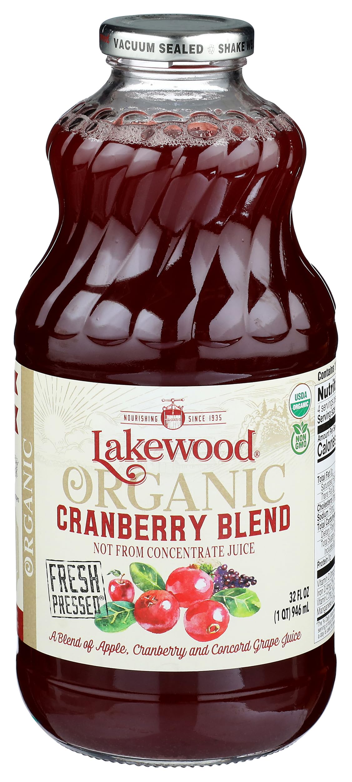 LAKEWOOD Organic Cranberry Juice Blend, 32 FZ