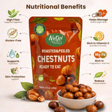 Roasted Chestnuts - Ready to Eat, Whole, Peeled & Cooked, Healthy Snack for Cooking & Baking, Vegan, Gluten Free - 3.5 oz (Pack of 6) - Nutjoi