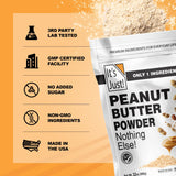 It's Just! Peanut Butter Powder - 90% Less Fat, Non-GMO, No Added Salt or Sugar, 1 Ingredient - 32oz