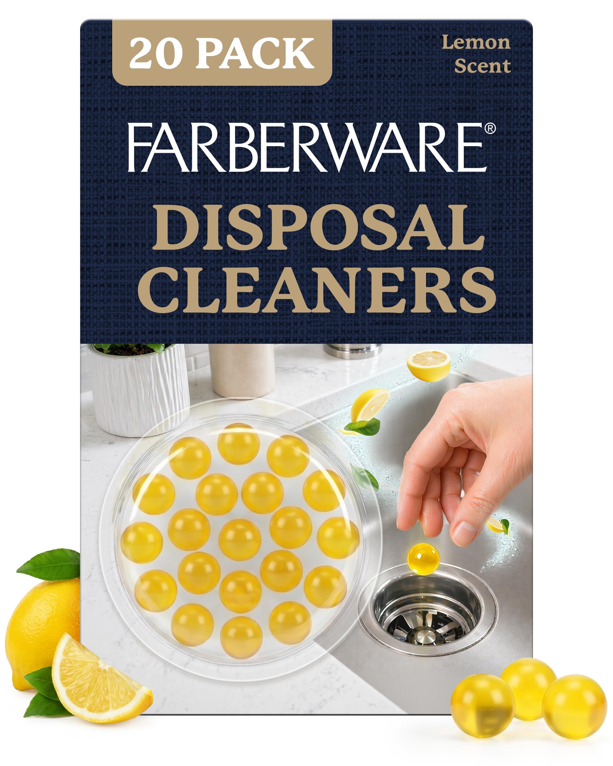Farberware Garbage Disposal Cleaner Tablets - Disposal Cleaner and Deodorizer for Kitchen Sink Drain, Citrus Garbage Disposal Deodorizer, Sink