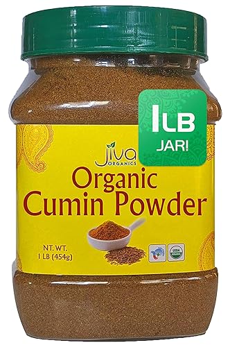 Jiva Organics Organic Ground Cumin Powder 1 Pound Jar - 100% Pure & Non-GMO, Cumin Seed Powder (packaging may vary)