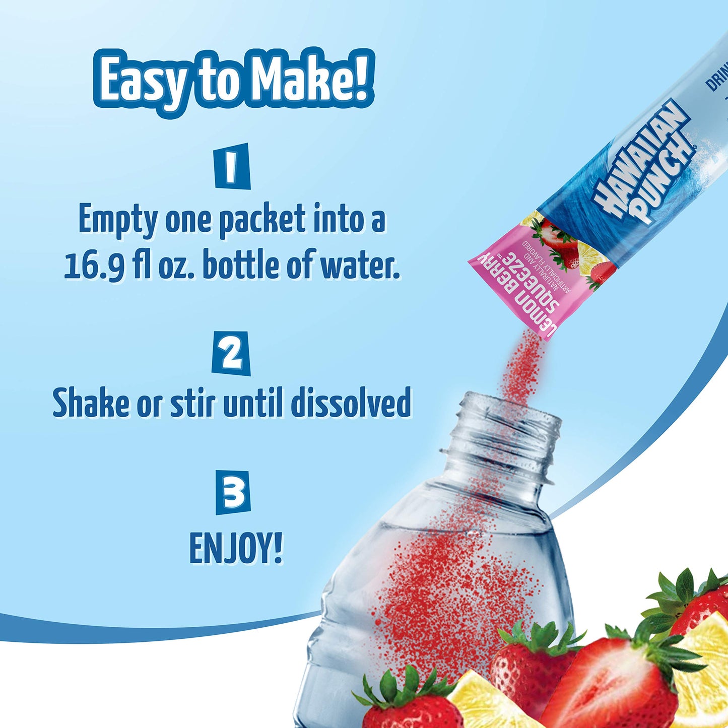 Hawaiian Punch Powder Drink Mix - Sugar Free & Delicious, Excellent source of Vitamin C (Lemon Berry Squeeze, 96 Sticks)