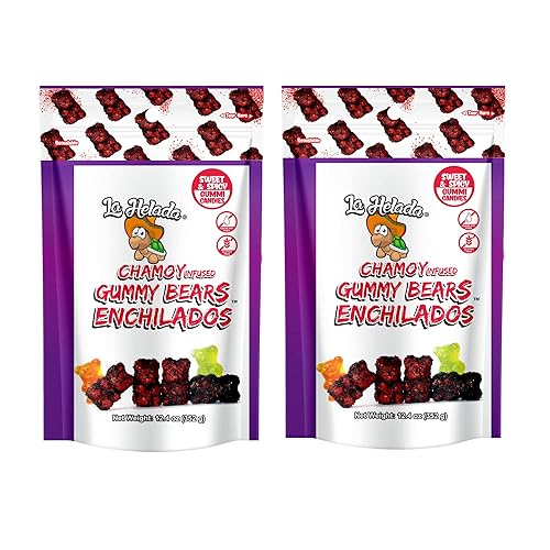 La Helada Gummy Bears Bag 2 Pack - Dulces Enchilados - Spicy Gummy Bears - Chamoy Candy - Spicy Gummies - 2/12.4oz Bags