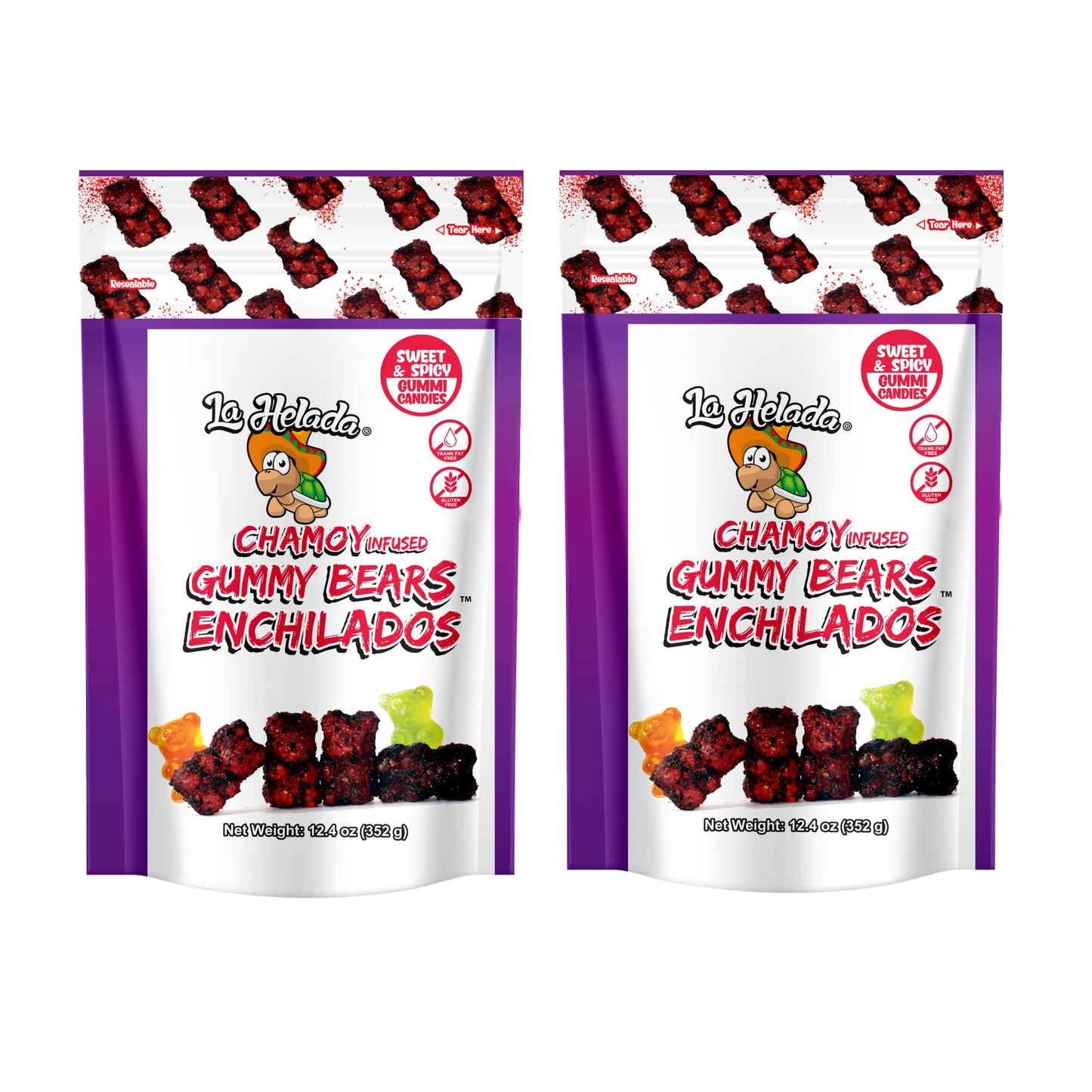 La Helada Gummy Bears Bag 2 Pack - Dulces Enchilados - Spicy Gummy Bears - Chamoy Candy - Spicy Gummies - 2/12.4oz Bags