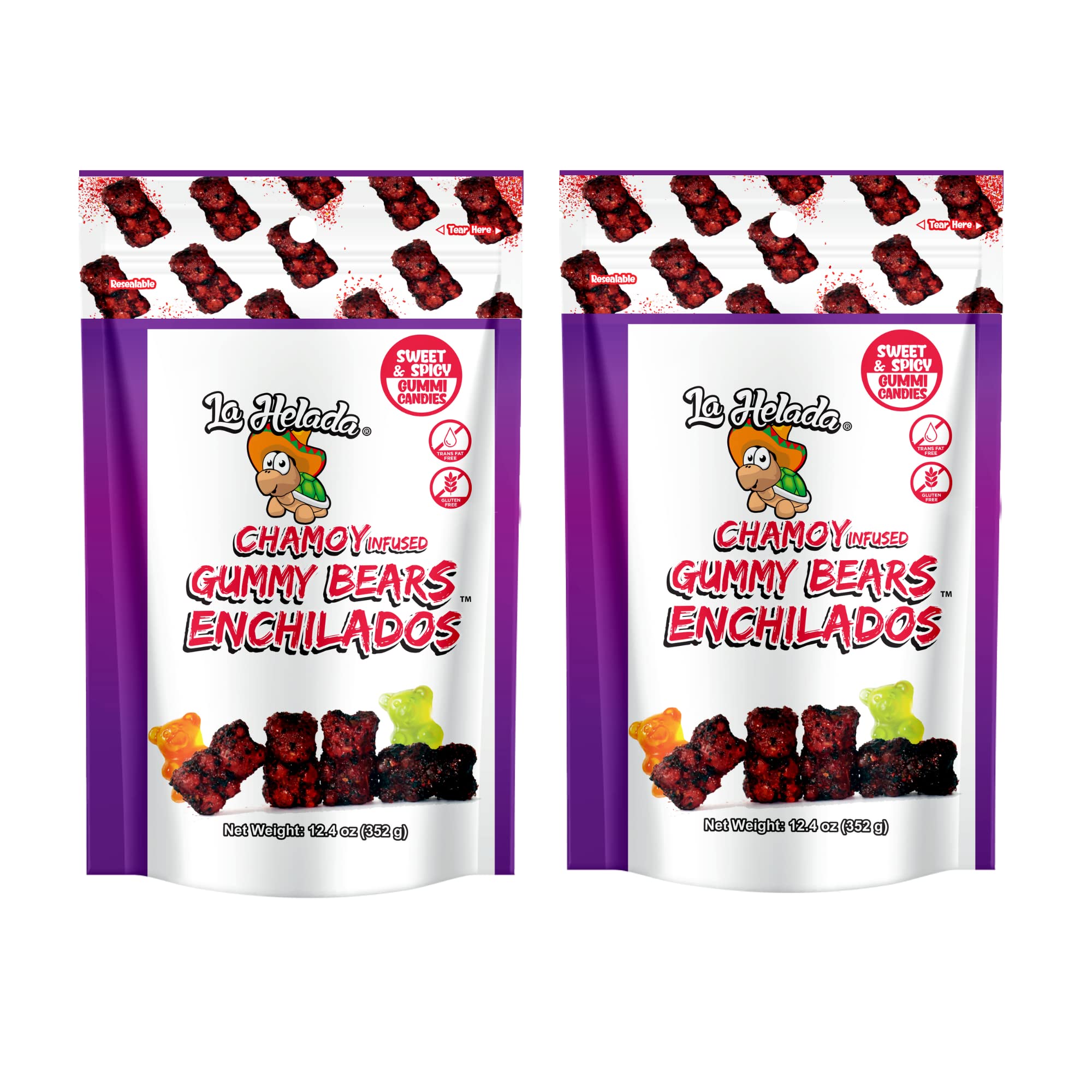 La Helada Gummy Bears Bag 2 Pack - Dulces Enchilados - Spicy Gummy Bears - Chamoy Candy - Spicy Gummies - 2/12.4oz Bags