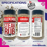Killer Hogs Steak Rub & TX Texas Brisket Rub Premium BBQ Barbecue & Seasoning 4 pk Variety Choice Bundle (44 oz) + BBQ Guide & Keychain Bottle Opener