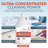Epic Medical Supply 12% Food Grade Hydrogen Peroxide - Ultra-Concentrated H2O2 Peroxide Cleaner - 1 Gallon Bottle - Bleach Alternative for Household