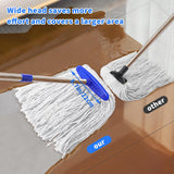 Indoor Cotton Mops for Floor Cleaning - Indoor Cleaning Mop for Wood Floors, Tile, Hardwood Floor, 52" Adjustable Stainless Steel Handle Mops to Clean