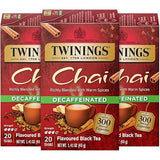 Twinings Decaffeinated Chai Tea, Black Tea Blend with Cinnamon, Ginger, Cardamon, 20 Count (Pack of 3)