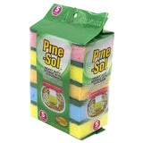 Pine-Sol Heavy Duty Sponge with Scrubber - Pack of 5, Dual-Sided | Easily Cleans and Scrubs Stuck-On Grime, Oil, Grease and Burnt on Food