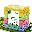 Bamboo Microfiber Cleaning Cloth-8Pcs Kitchen Wash Cloths,Wood Fiber Window Glass Rags,Micro Fiber Cloth for Cleaning Suitable for Dishes,Car Towel