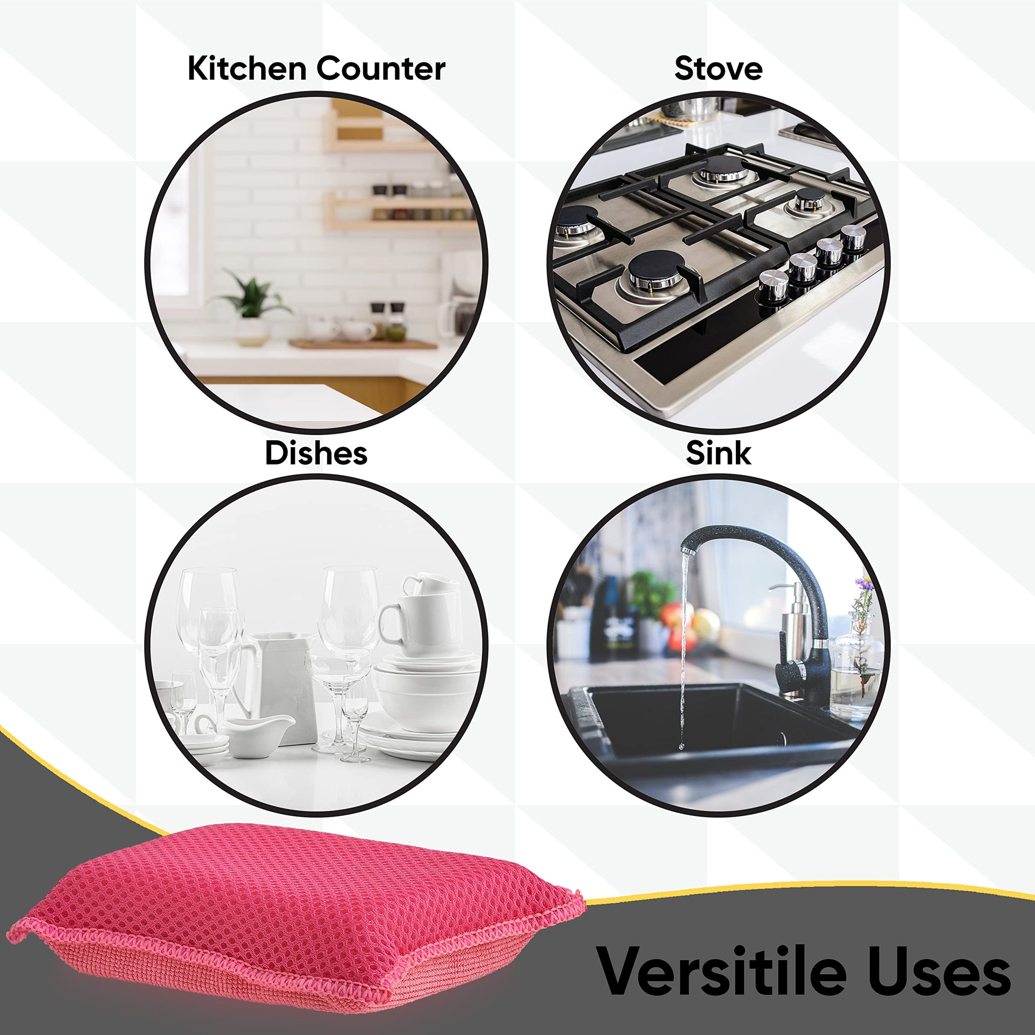 Microfiber Sponges for Dishes Kitchen Sponges Non-Scratch Sponge Dish Scrubber Heavy Duty Household Cleaning Sponges Multi-Purpose Cleaning Supplies