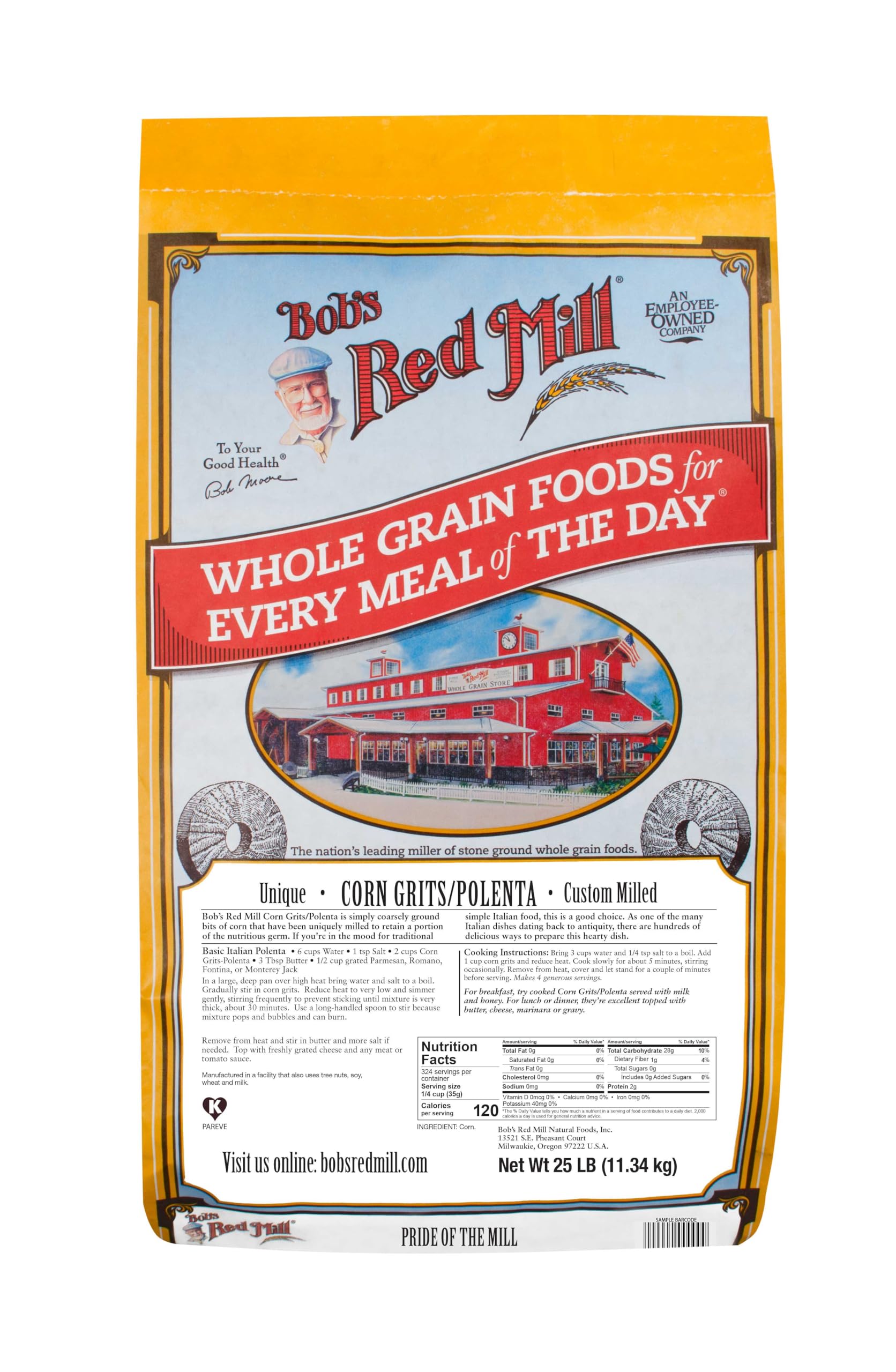 Bob's Red Mill Polenta/Corn Grits - 25 Pound (Pack of 1) - Classic Italian Polenta, Rich Creamy Porridge, Vegan