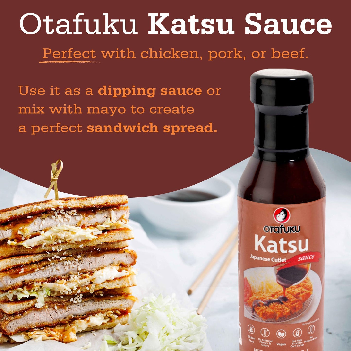 Otafuku Japanese Tonkatsu Sauce, Rich and Savory Katsu Sauce for Japanese Fried Pork Cutlets, Gluten Free and Vegan (14 Ounces)