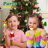 4E's Novelty 24 Pack Christmas Lollipops Santa, Snowman, Reindeer, Tree, Christmas Lollipops Individually Wrapped Bulk, Candy Suckers, Stocking